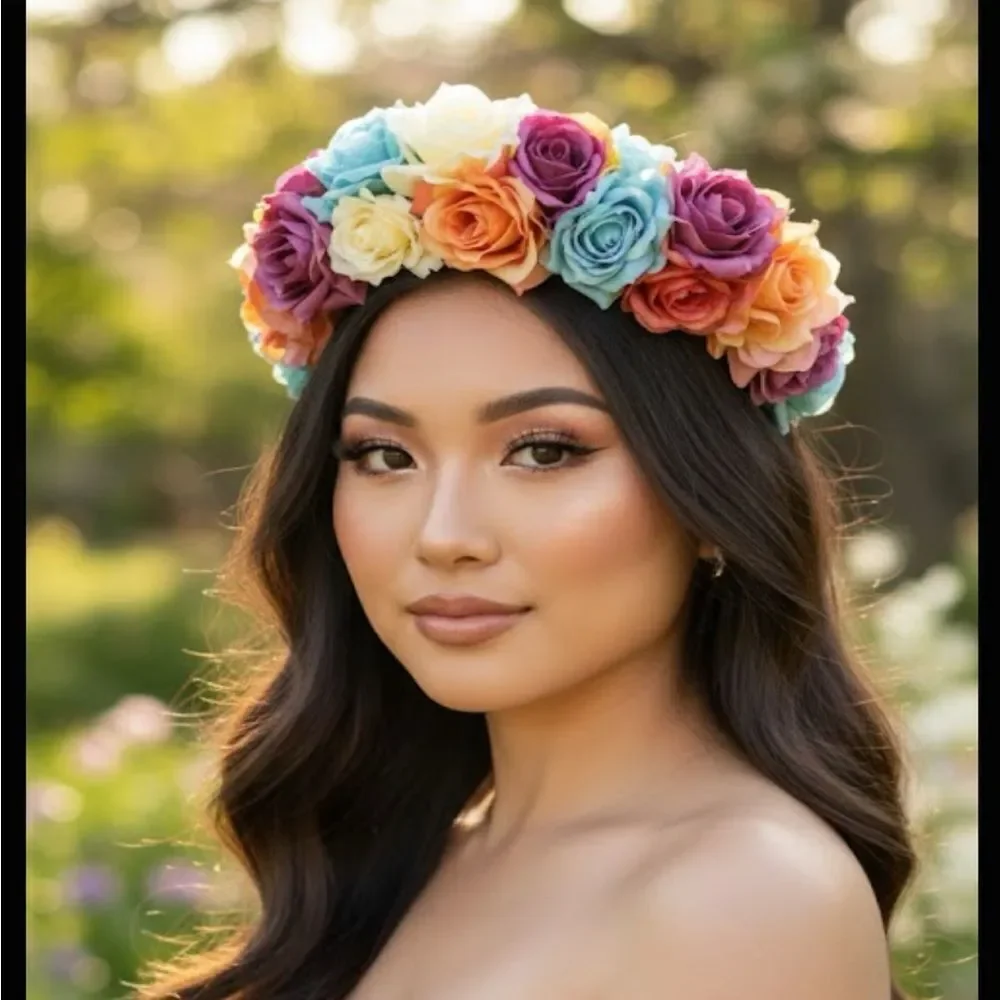 Stunning Handmade Pink Pastel Spring Rose Goddess Flower Crown.